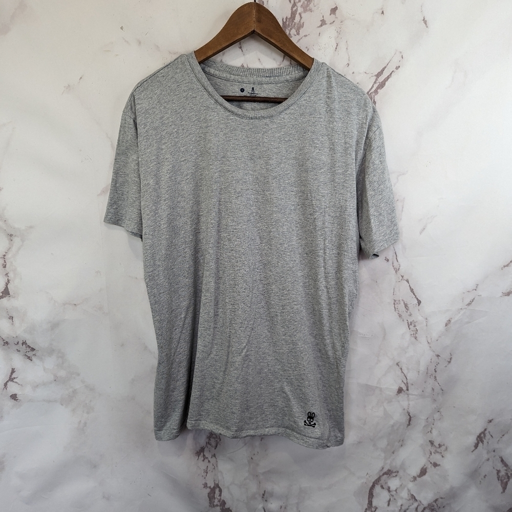 Psycho Bunny T Shirt Mens Large Gray Crew Neck Short Sleeve Casual Logo